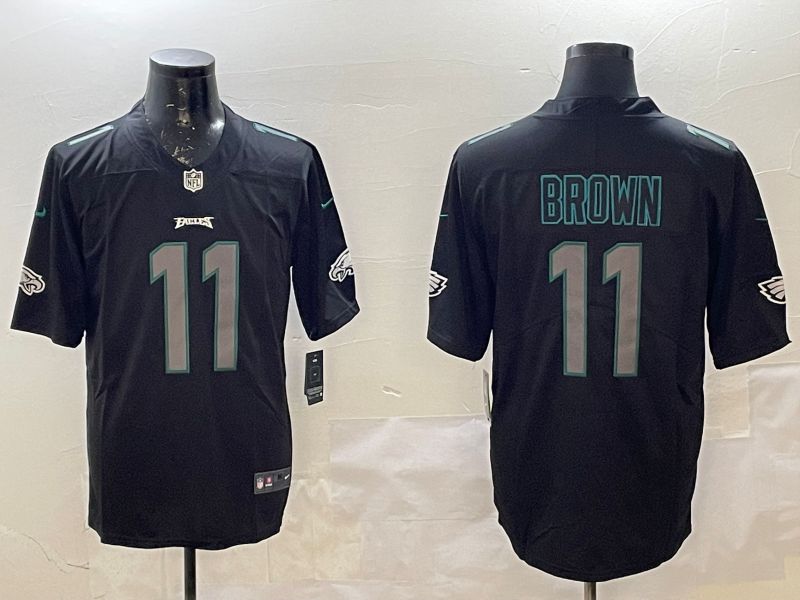 Men Philadelphia Eagles #11 Brown Black 2025 Nike Vapor Limited NFL Jersey style 2264